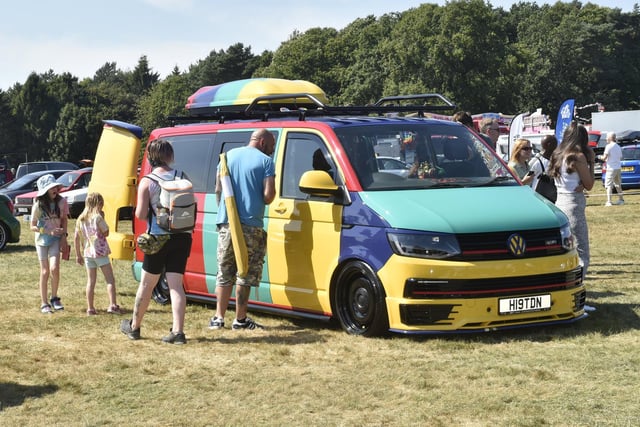 A multicoloured campervan