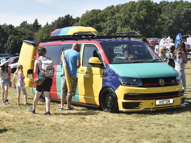 A multicoloured campervan