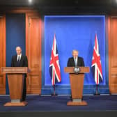 Chief Medical Officer Professor Chris Witty, Prime Minister Boris Johnson and Chief scientific adviser Sir Patrick Vallance, during a media briefing in Downing Street, London, on coronavirus (photo: PA).