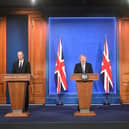 Chief Medical Officer Professor Chris Witty, Prime Minister Boris Johnson and Chief scientific adviser Sir Patrick Vallance, during a media briefing in Downing Street, London, on coronavirus (photo: PA).