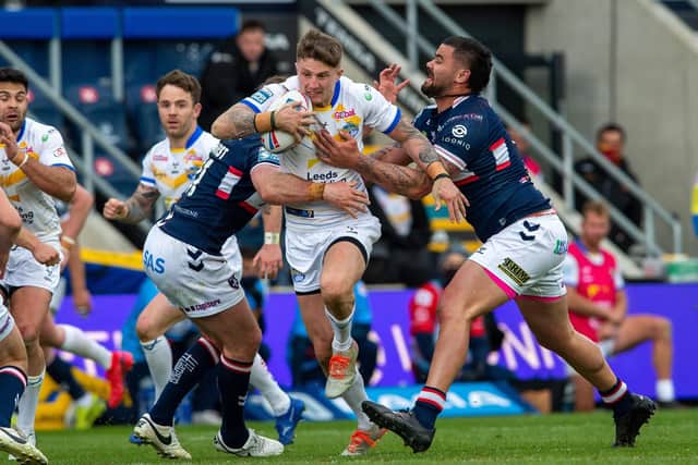 Filling in: Leeds Rhinos centre Liam Sutcliffe is again showing his versatility by playing in the halves. Picture Bruce Rollinson