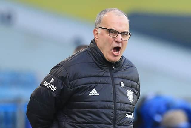 CITY DATE: For Leeds United head coach Marcelo Bielsa. Photo by LINDSEY PARNABY/POOL/AFP via Getty Images.