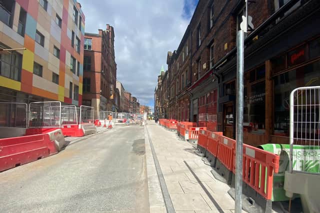 Work is ongoing to pedestrianise Call Lane.