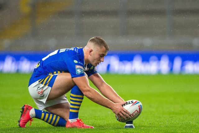Jarrod O'Connor made his Rhinos debut last September, kicking a goal in a Super League loss to Catalans Dragons. Picture by Bruce Rollinson.