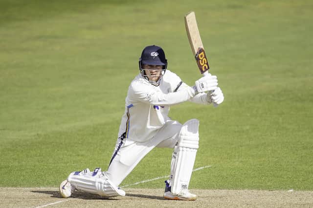 Yorkshire's Dom Bess hits out against Glamorgan, helping the hosts avoid the follow-on at Headingley. Picture by Allan McKenzie/SWpix.com