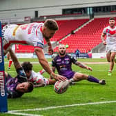 Tommy Maskinson's try a minute from time sent Leeds out of the Cup. Picture by Alex Whitehead/SWpix.com.