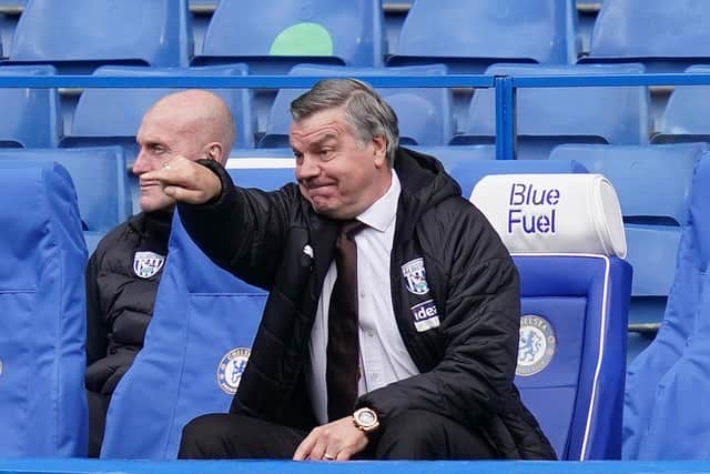 ONLY 'DANGERS': West Brom, managed by Sam Allardyce, above, are the only side in the dropzone who could mathematically overhaul Leeds United but only given an extremely unlikely set of results. Photo by John Walton - Pool/Getty Images.