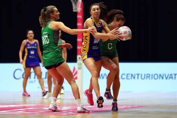 WELCOME RETURN: Fi Toner, centre, made her return for Leeds Rhinos Netball on Monday night. Picture: Getty Images.