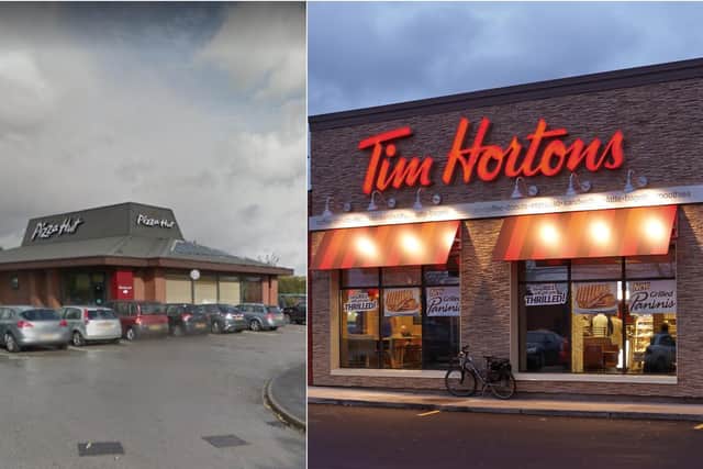 Pizza Hut in Birstall which is being replaced by Tim Hortons, right. Photo: Tim Hortons