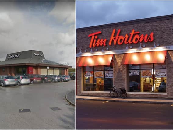 Pizza Hut in Birstall which is being replaced by Tim Hortons, right. Photo: Tim Hortons