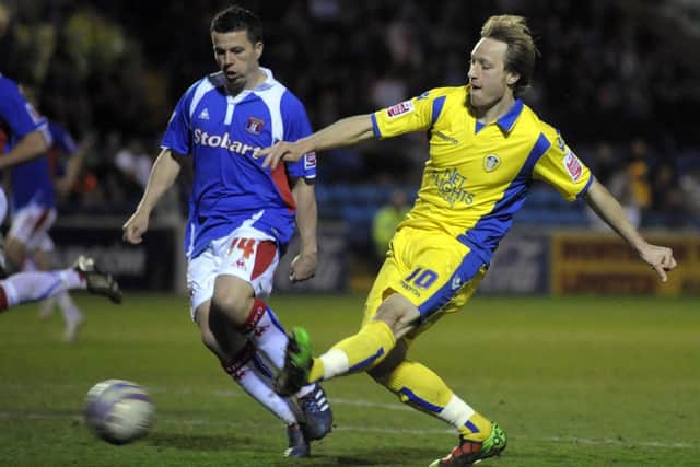 CRUCIAL DOUBLE: For Leeds United striker Luciano Becchio, right, on April 13, 2010 in a 3-1 victory at Carlisle United in League One. Picture by Varleys.