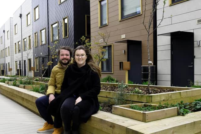 Bridie Sprouts and Kris Hollard are two new homeowners at the Citu Climate Innovation District. Photo: Gary Longbottom