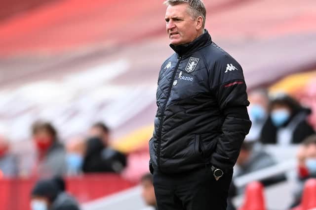 WHITES EXAMPLE: Used by Aston Villa boss Dean Smith, pictured during Saturday's 2-1 defeat against Liverpool at Anfield. Photo by Clive Brunskill/Getty Images.
