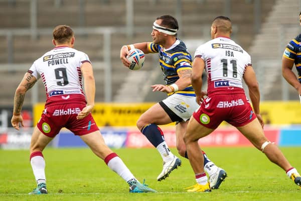 Bodene Thompson made his Rhinos debut in last year's Super League loss to Wigan. Picture by Bruce Rollinson.