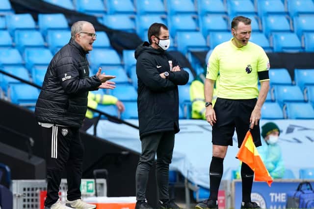 Leeds United head coach Marcelo Bielsa at Manchester City. Pic: Getty