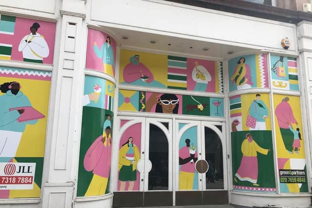 Leeds Arts University student Kat Sheath brightened up Briggate with her new street artwork (photo: Leeds Council)