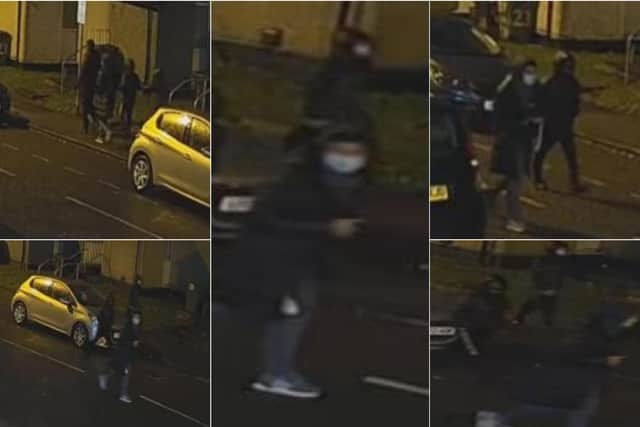 West Yorkshire Police officers released these CCTV images of a group of people they would like to speak to in connection with a shooting in Woodhouse.
