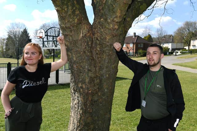 “We don’t judge, we have been there, done it and grown up in it": working with young people in Seacroft are Taylor Racz and Dan Hurle.