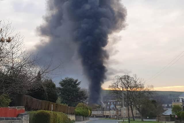 Halifax fire: The flames and smoke can be seen for miles around from the Farrar Mill Lane blaze