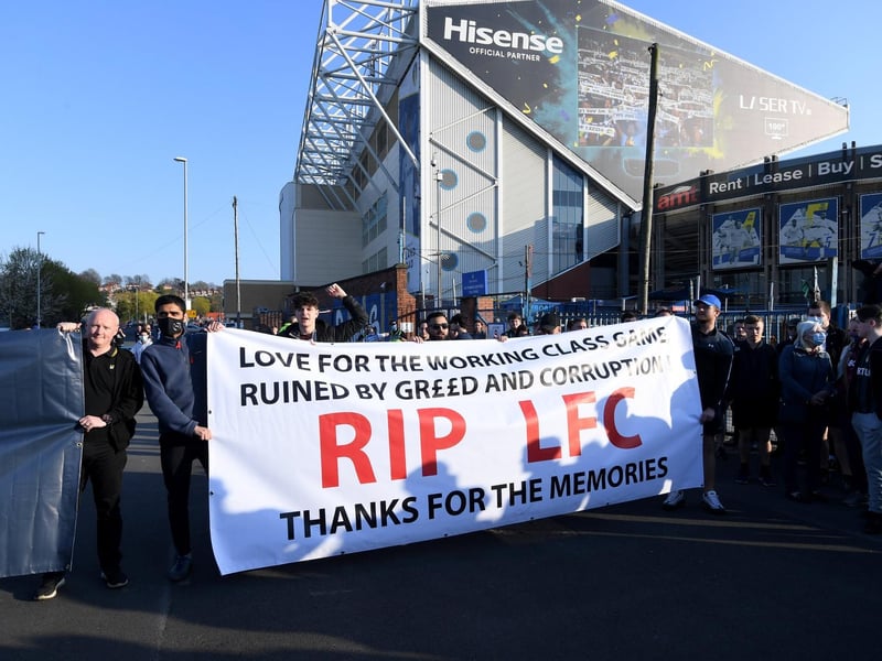 Leeds United players were wearing white t-shirts with 'Football is for the fans' on the back, to warm up before the Liverpool game which kicks off at 8pm.