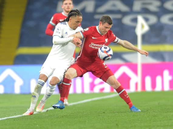 Liverpool utility man James Milner in action against Leeds United. Pic: Simon Hulme