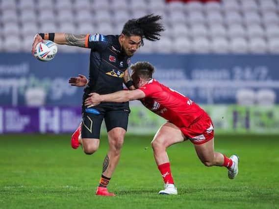 Jesse Sene-Lefao is suspended for Tigers' game at Wigan on Thursday. Picture by Alex Whitehead/SWpix.com.