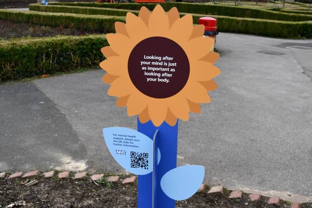 One of the sunflowers which has appeared around Leeds, in a bid to boost people's mental health.