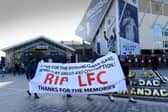 Leeds United and Liverpool fans protest at Elland Road. Pic: Simon Hulme