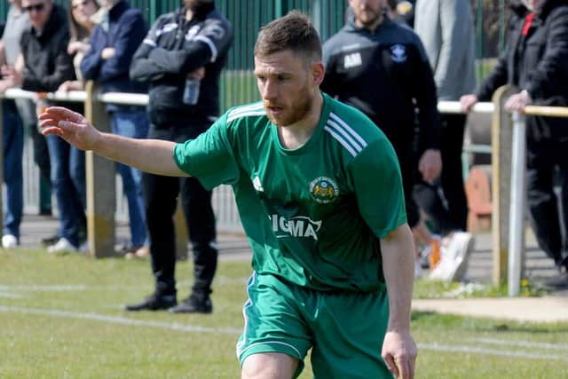 Steve Crawford of, Beeston St Anthony, who scored twice in the win over Hall Green United. Picture: Steve Riding.