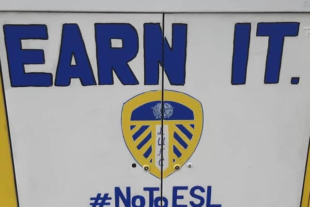 No To ESL: Burley Banksy aka Andy McVeigh has painted a fresh mural hitting out at plans for the European Super League