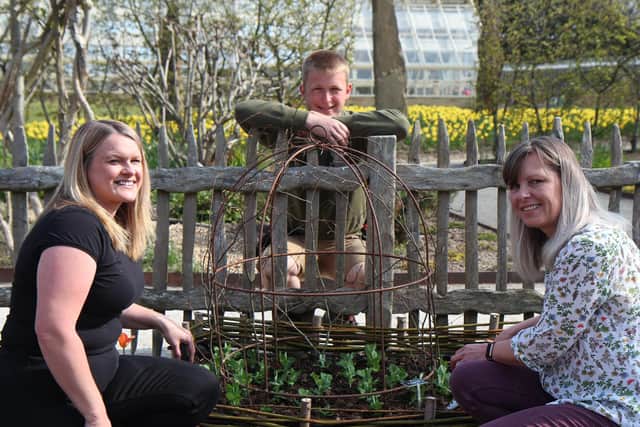 Horticulturist Joe Lofthouse with clerical officer Kate Davies and radiotherapy advanced practitioner Helen Shepherd during their visit to RHS Harlow Carr.