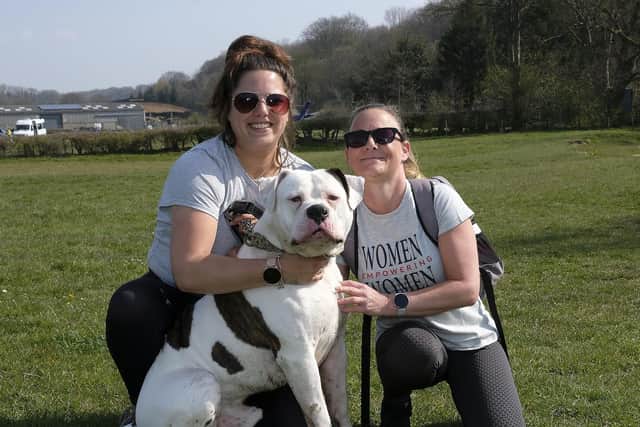 L-R Emily Harrison and Tori Richardson with Buddy - Photo: Richard Ponter