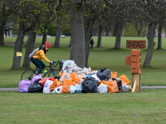 Litter left on Woodhouse Moor after a gathering on Tuesday (photo: Tony Johnson).