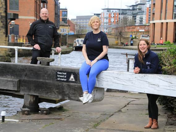 Pictured (left to right): Richard Hand, site manager at GRAHAM, Holly Buckley, community manager at Leeds Building Society and Nicola Christian, business and corporate engagement partner at Canal & River Trust.