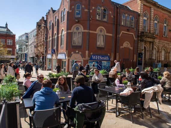 People have been enjoying Leeds city centre since it reopened on April 12.