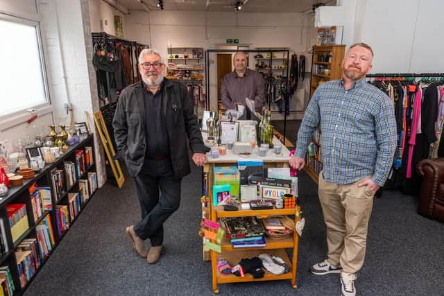 Andy Howarth, Carl Hedley and Chris Sylvester in the shop which has been converted from a former carpet fitter's workshop.