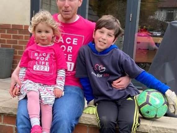Andrew Shippey with daugher Evie, three, and son Toby, 10.