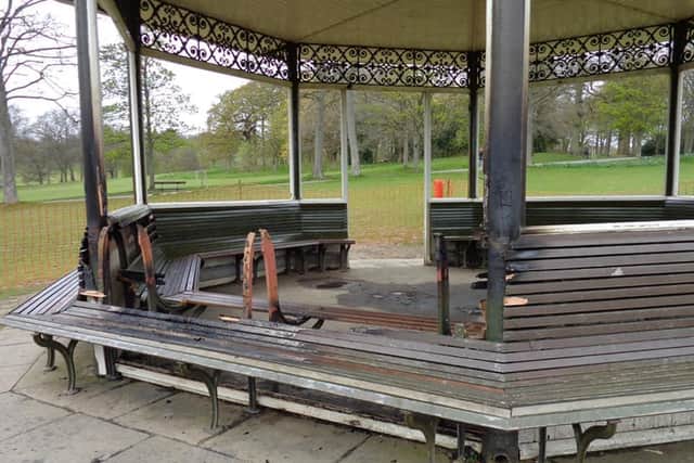 Pictures show extensive damage to one of the benches of the shelter (Photo: Friends of Roundhay Park)