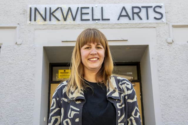 Arts and catering worker Bev Rhodes outside Inkwell Arts. Picture: Tony Johnson