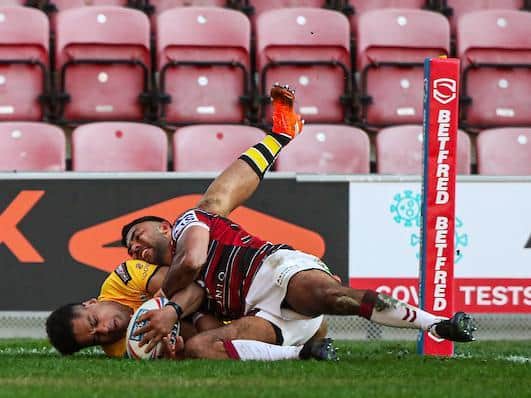 Derrell Olpherts scores his second try. Picture by Alex Whitehead/SWpix.com.