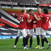 Manchester United celebrate at Old Trafford. Pic: Getty