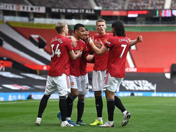 Manchester United celebrate at Old Trafford. Pic: Getty
