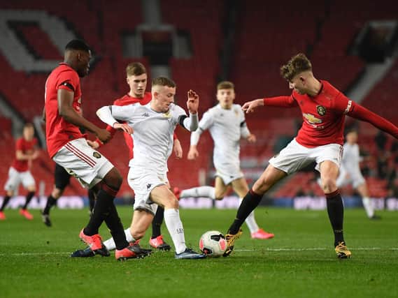 Former Leeds United youngster Max McMillan in action for the club against Manchester United. Pic: Getty