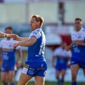 Bright spot: Brad Dwyer celebrates scoring Leeds' only try against Hull KR on a disappointing night for the Rhinos. Picture Bruce Rollinson
