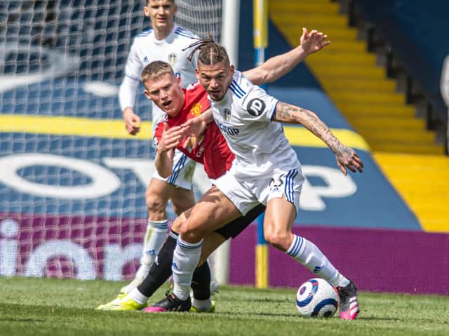 Leeds United midfielder Kalvin Phillips in action against Manchester United. Pic: Tony Johnson