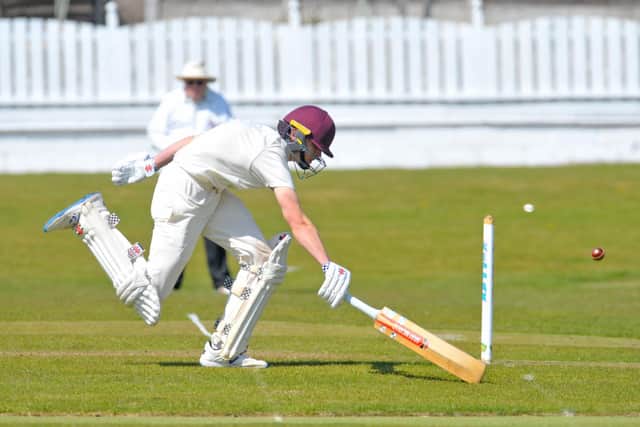 Methley's teenage opener Alex Cree scores another run during his innings of 128 which included five sixes and 16 fours against Wrenthorpe. Picture: Steve Riding.