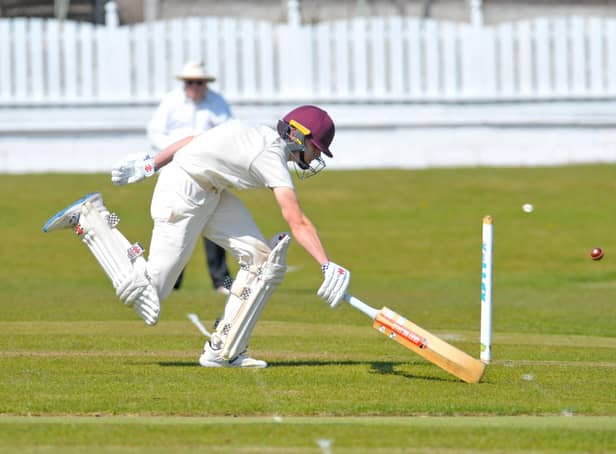 Methley's teenage opener Alex Cree scores another run during his innings of 128 which included five sixes and 16 fours against Wrenthorpe. Picture: Steve Riding.