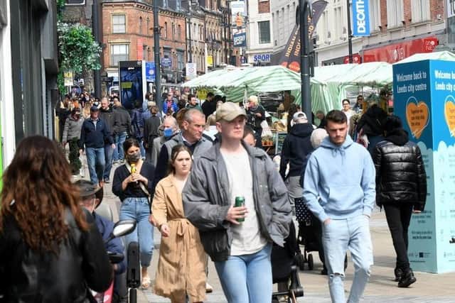 People have been out and about in Leeds since shops and outdoor bars and restaurants were allowed to reopen (photo: Gary Longbottom)