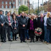 The unveiling of the Leeds memorial to workers in Victoria Gardens on Worker's Memorial Day in 2017. Picture: James Hardisty