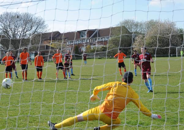 West Yorkshire League Division 1 table toppers, Rawdon OB, enjoyed a 2-1 win over visitors East End Park with a late penalty from Oliver Nightingale. Picture: Steve Riding.